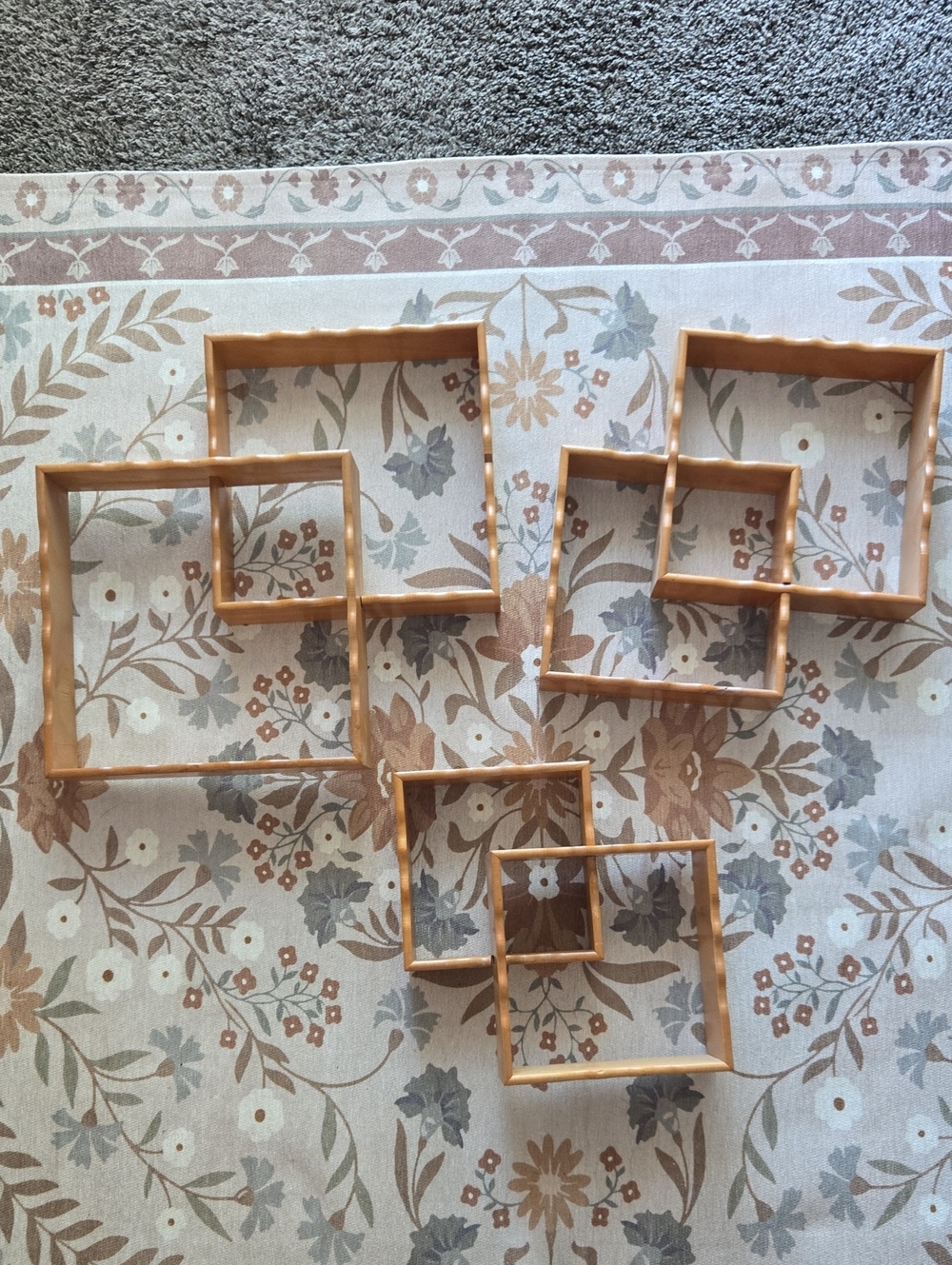 6 Mid Century Modern Interlocking Wooden Shadow Box Shelves. Made In Japan